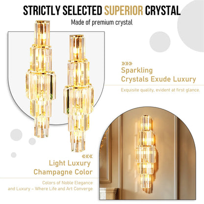 Modern Crystal Wall Lamp, 3-Layer Crystal Sconce
