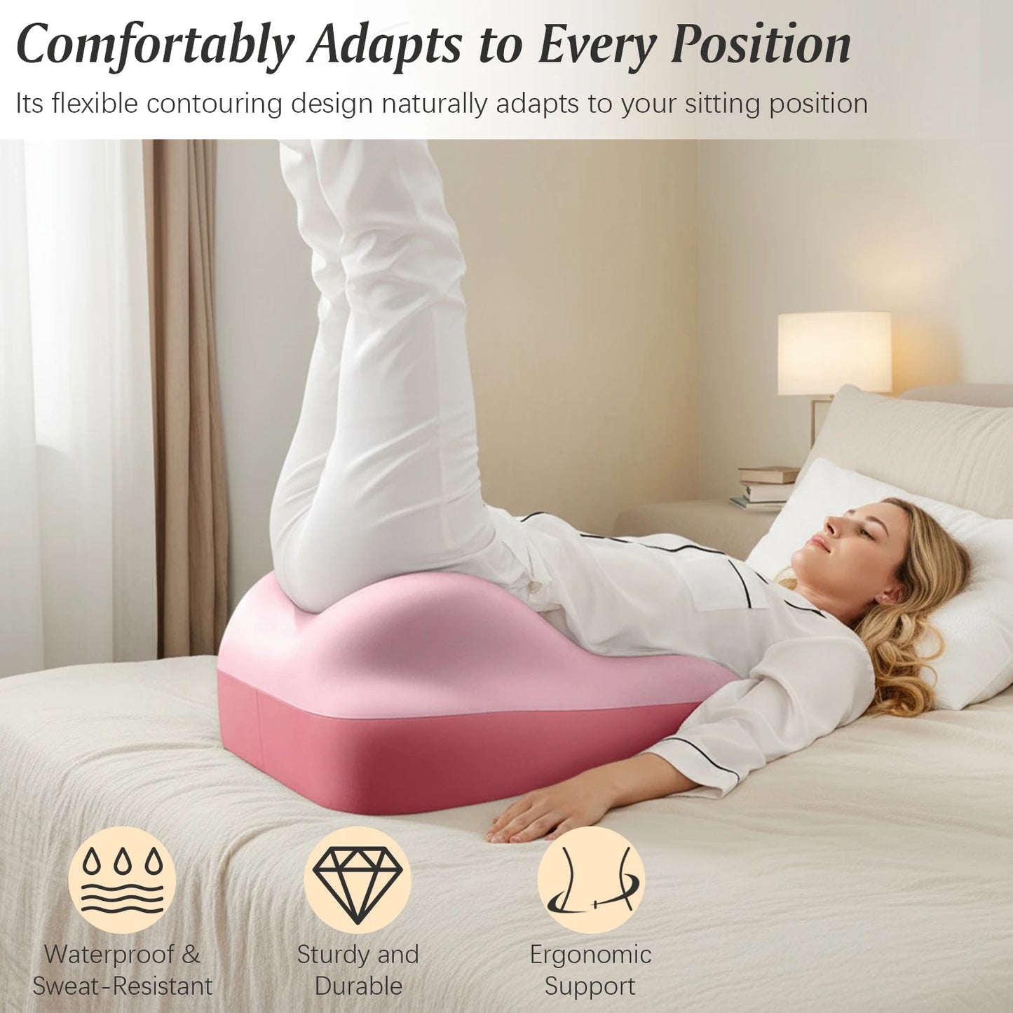 Multi-Functional Ergonomic Wedge Bed Pillow for Support , Memory Foam Positioning Cushion for Back Neck & Waist Pain Relief