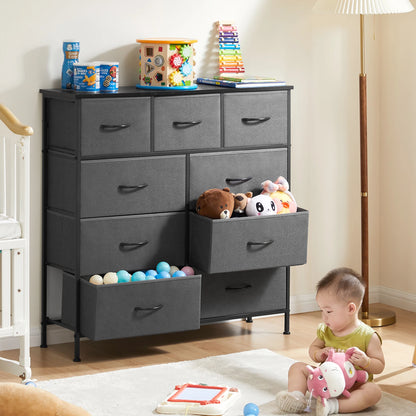 Dresser For Bedroom With 9 Fabric Storage Drawers, Tall Chest Organizer