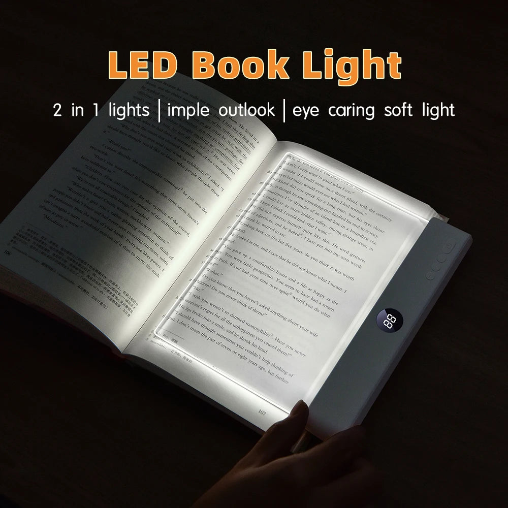 Book Light, LED,  Rechargeable, 3 Colors & Timer, Dimmable Panel
