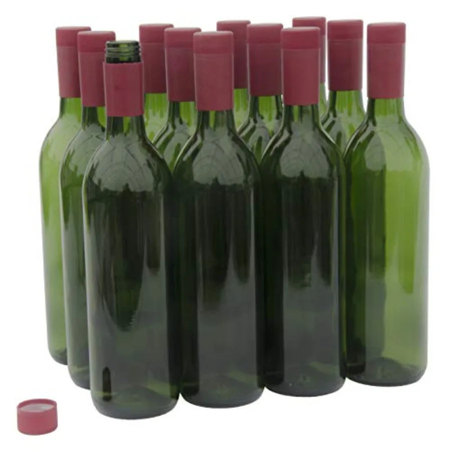 W5-CG-TNS-RD 750ml Glass Bordeaux Wine Bottles with Twist-N-Seal Capsules - Case of 12