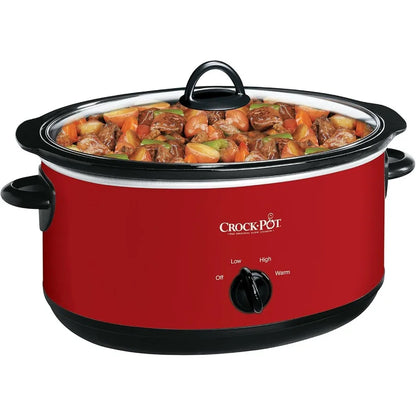 8 Quart Red Slow Cooker for Large Family Meals and Outdoor Cooking Events