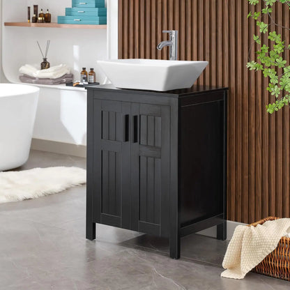 Black 24" Bathroom Vanity with Sink Combo, Grooved, Customized