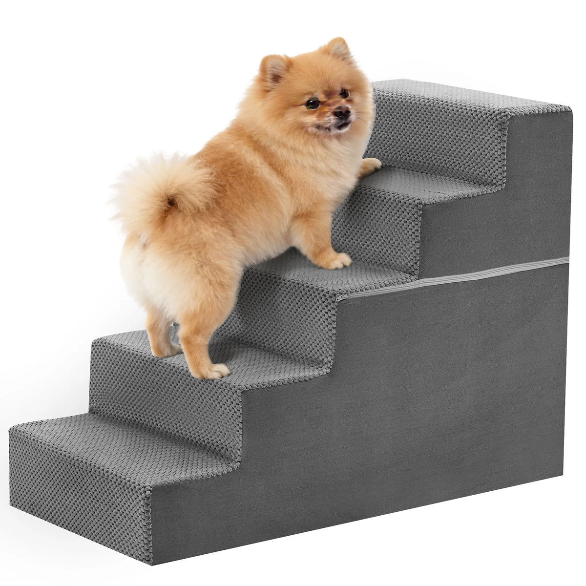 3-5 Step Right Angled Foam Dog Stairs Ramp for Small Dogs, Indoor Non-Slip Pet Ladder