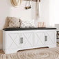 Farmhouse Storage Bench with Lift Top Storage, 47.2 Entryway Bench with Cushioned Seat, End of Bed Bench, Wooden Storage Chest