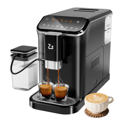 Fully Automatic Espresso Coffee Machine with Grinder,Auto Milk Frother, Auto-Cleaning for Latte/Cappuccino