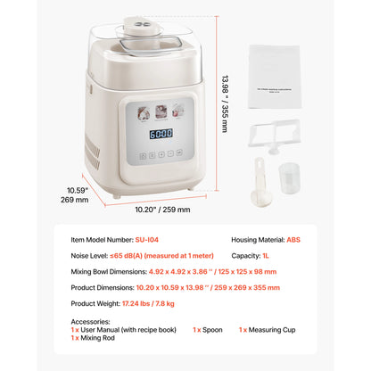 Upright Automatic Ice Cream Maker with Built-in Compressor, 1 Quart No Pre-freezing, Gelato,  Frozen Yogurt