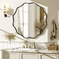Decorative Wavy Round Bathroom Mirror with Deep Frame