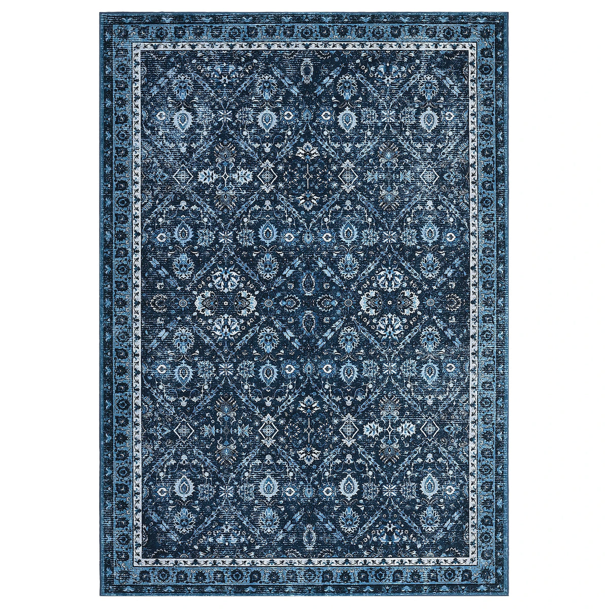 Machine Washable Rug, Non-Slip,Stain & Water Resistant, Low-Pile Moroccan Trellis