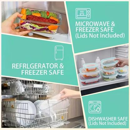 16Pcs Airtight Glass Food Storage Containers Set (8 Bowls & 8 Lids) Leakproof Meal Prep, Microwave Oven Safe, Kitchen Accessories Refrigerator Organizer for Salad Bento