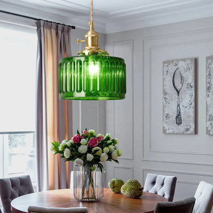 Led Crystal Pendant Light, Green Chandelier Modern Hanging Ceiling Lamp, Retro Home Decor
