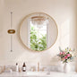 Groove Gold Round Vanity Framed Mirror for Wall, Bathroom Mirror for Over Sink with Matte Metal Frame, Wall Mount