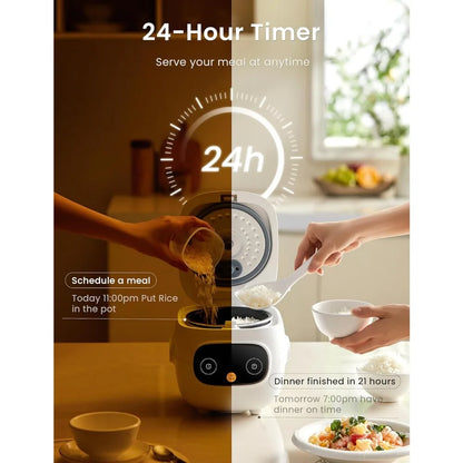Compact Mini Rice Cooker, 4 Cup, Portable Nonstick with 24H Delay Timer