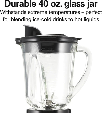 Blender and Food Processor Combo – 40oz Glass Jar, Portable Travel Cup, 3-Cup Electric Food Chopper, 700W – Gray/Black (58163)