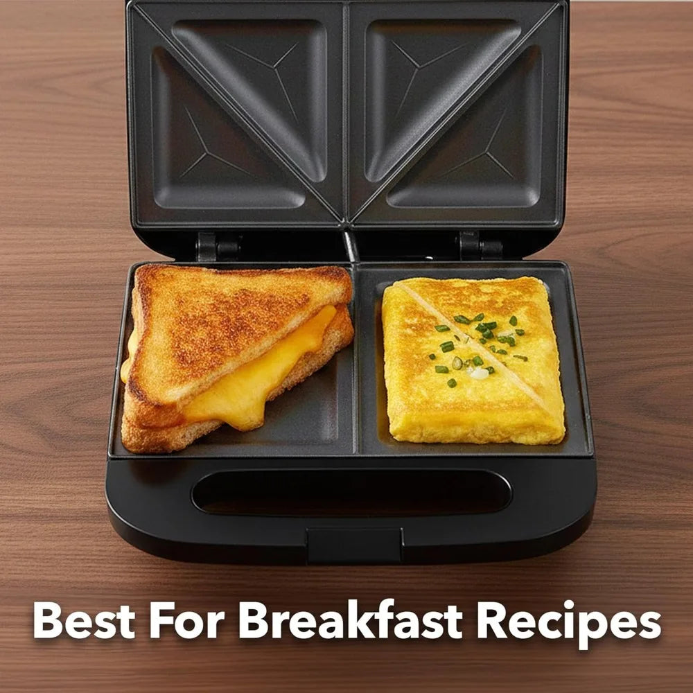 Electric Sandwich Maker w/Nonstick Plates, Indicator Lights Cool Handle