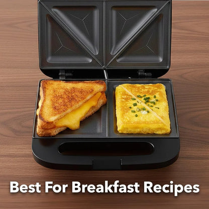 Electric Sandwich Maker w/Nonstick Plates, Indicator Lights Cool Handle