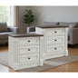 26" Farmhouse Nightstand Set with 3 Drawers, Charging Station, and Rustic Roman Column Design
