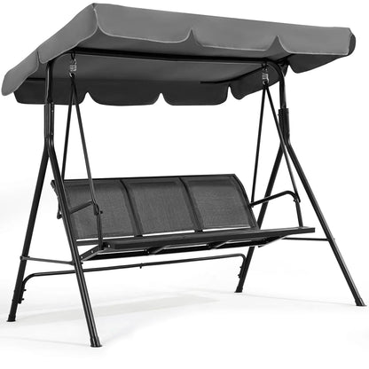 Outdoor 3-Seat Porch Swing for Adults, & Adjustable Canopy