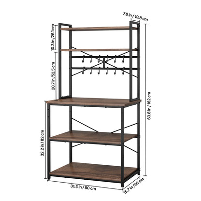 Kitchen Bakers Rack, 23.6 In/31.5 In/35.4 In  Stand with X-Shaped Support Bar, Coffee Bar for Cups & Dishes