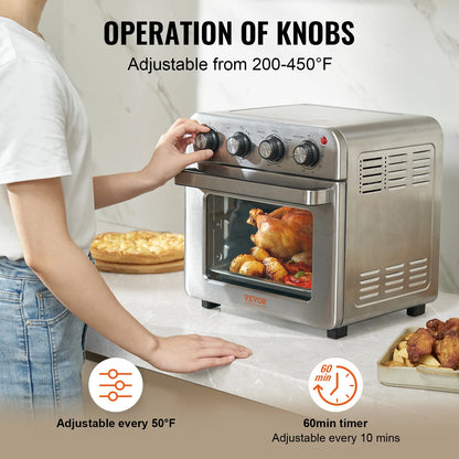 18L 1700W Air Fryer Toaster Oven, Stainless Steel Countertop Combo