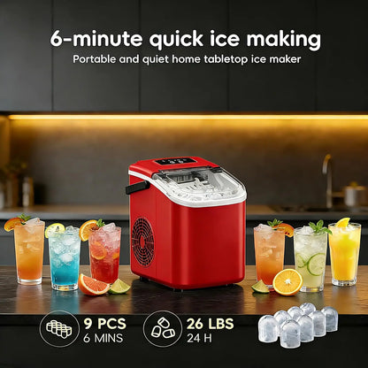Countertop Ice Maker with Handle, Portable Self-Cleaning