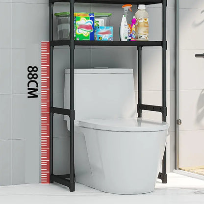 3 Tier Over the Toilet Shelf, Freestanding Bathroom Shelves | Over Toilet Bathroom Organizer Storage Rack, Space Saver Freestanding Shelf for Restroom Laundry Balcony Room, Black