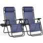 Zero Gravity Set of 2 Portable Recliner Lounge Chair with Cup Holder , Adjustable Trays and Pillow
