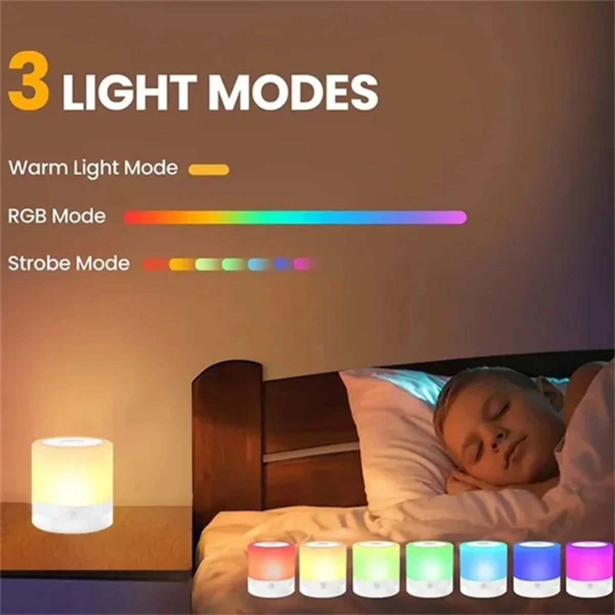 7 Colors Night Light Dimmable LED  Sensor Wooden Bedside Table Lamp with  Adjustable Brightness Remote Control