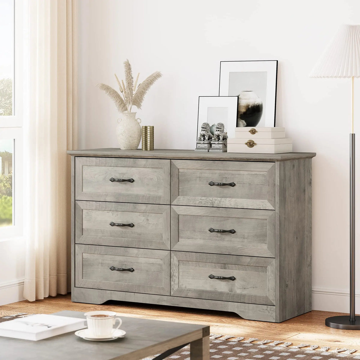 Dresser for Bedroom with 6 Drawers, Wood