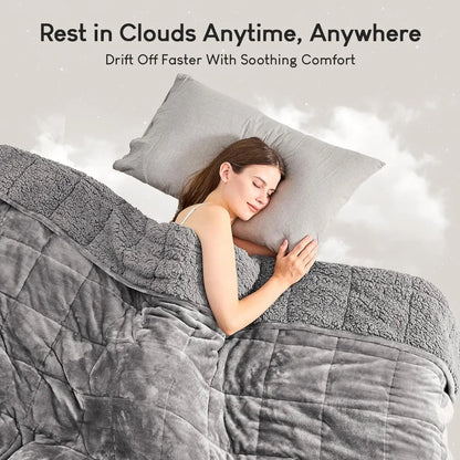 Sherpa Fleece Weighted Blanket, 48 x 72 inches, Grey