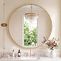 Groove Gold Round Vanity Framed Mirror for Wall, Bathroom Mirror for Over Sink with Matte Metal Frame, Wall Mount