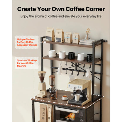 Kitchen Bakers Rack, 23.6 In/31.5 In/35.4 In  Stand with X-Shaped Support Bar, Coffee Bar for Cups & Dishes