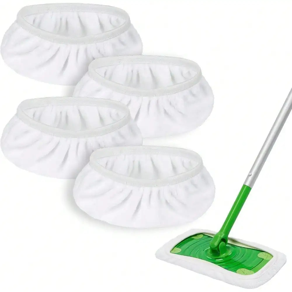 Reusable Microfiber Mop Refill Pads, 4 Pack Washable Strong Absorption For Dry And Wet Mopping, Fits 10-12 Inch Sweeper Mops