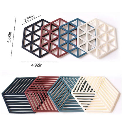 Silicone Trivet Mats, Hexagon Heat Resistant Kitchen Counter Mat