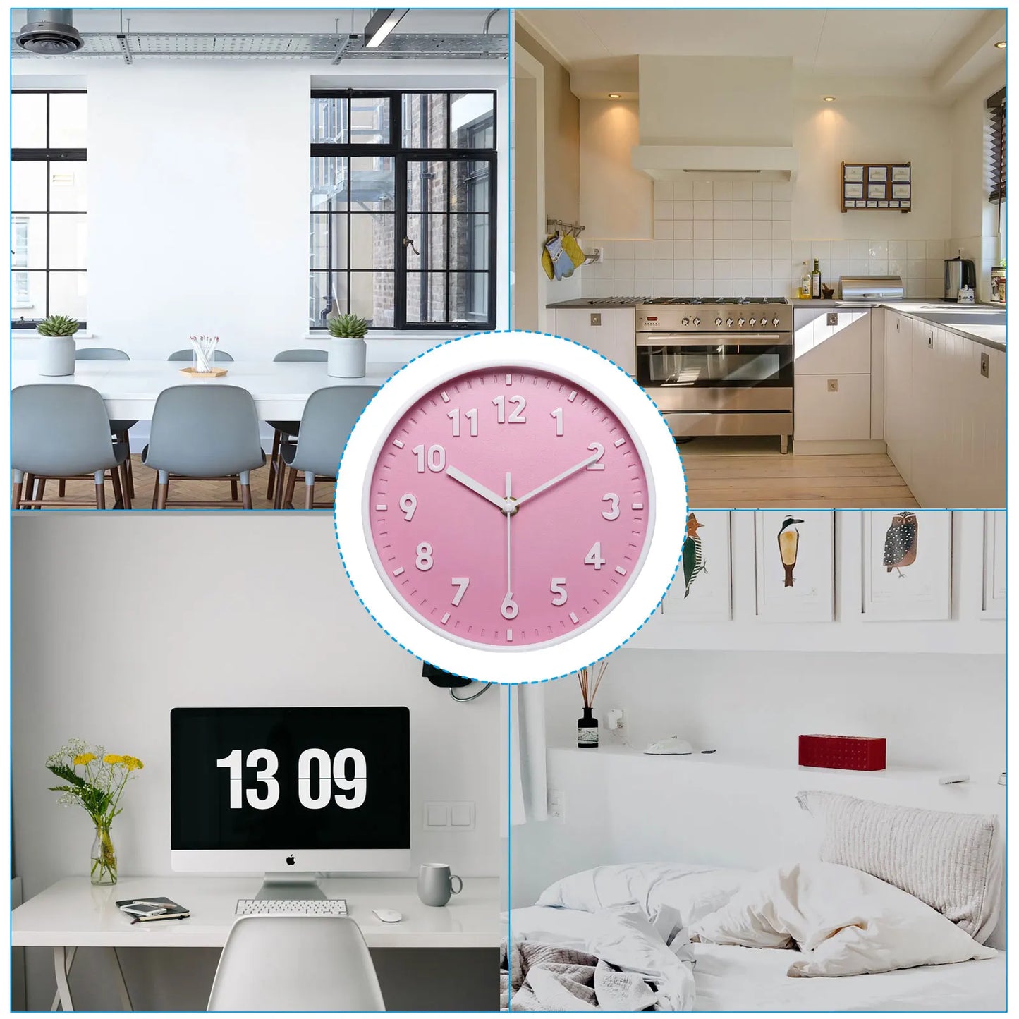 8 Inch 3D Quartz Wall Clock , Battery Operated Silent Non-Ticking