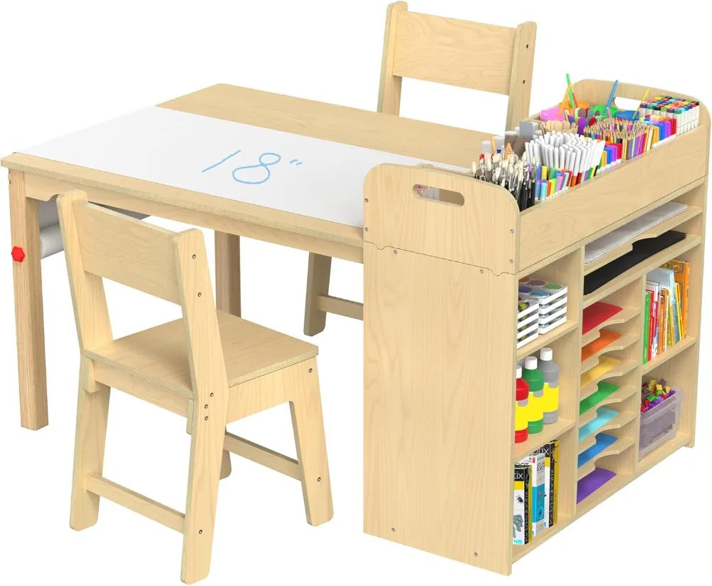Kids Art Table and Chairs Set with Craft Desk with Large Storage and Art Supply Organizer for Children Ages 8-12