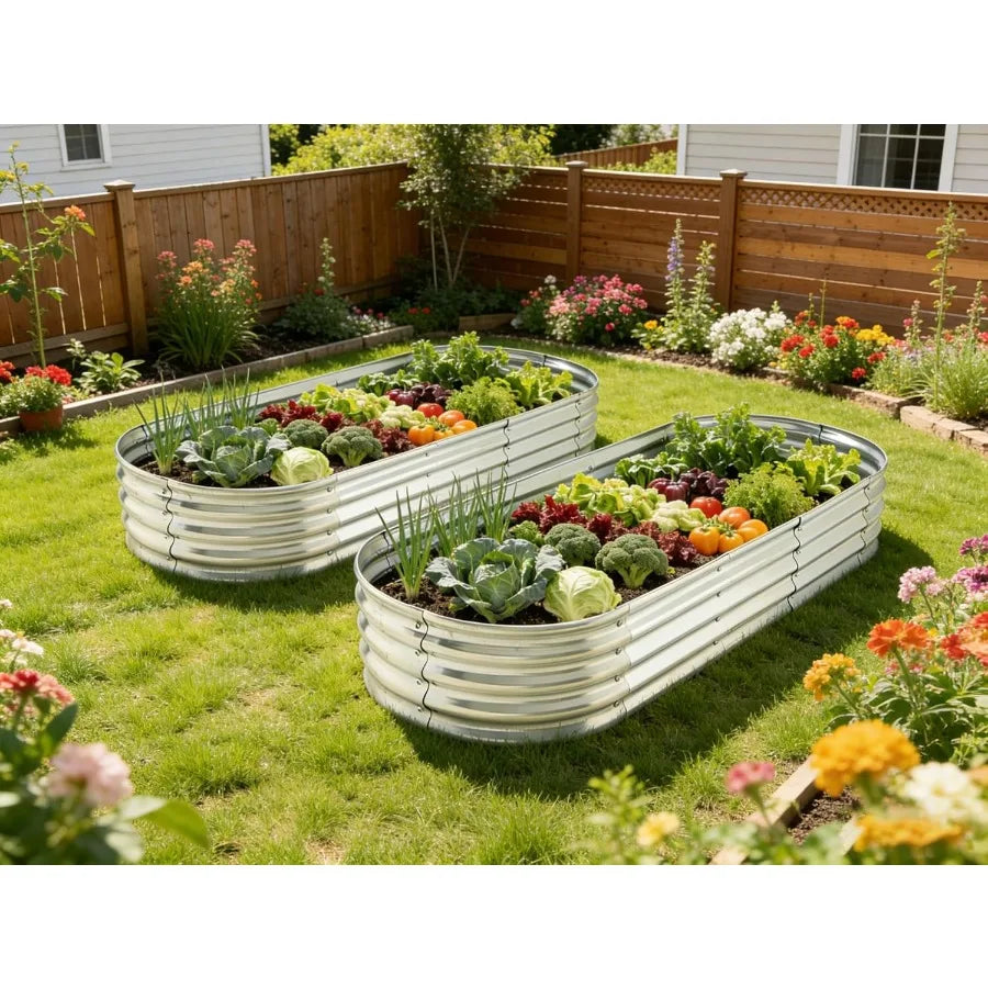 6 ft x 2 ft Raised Garden Bed, Metal Elevated Planter for Vegetable Flower Herb 2pk