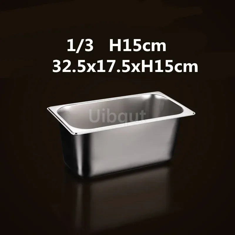 Square pot Kitchen Pans, 304 stainless steel 1/9 1/6 1/4 1/3 Food Chafing pans, Buffet Containers Lid 0.7 mm