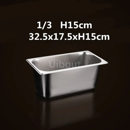 Square pot Kitchen Pans, 304 stainless steel 1/9 1/6 1/4 1/3 Food Chafing pans, Buffet Containers Lid 0.7 mm