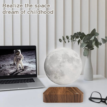 3 Color LED Magnetic Floating Rotating Moon Lamp with Wooden Base