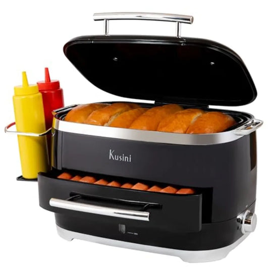 Electric Hot Dog Steamer with Bun Warmer for 24 Hot Dogs 12 Buns