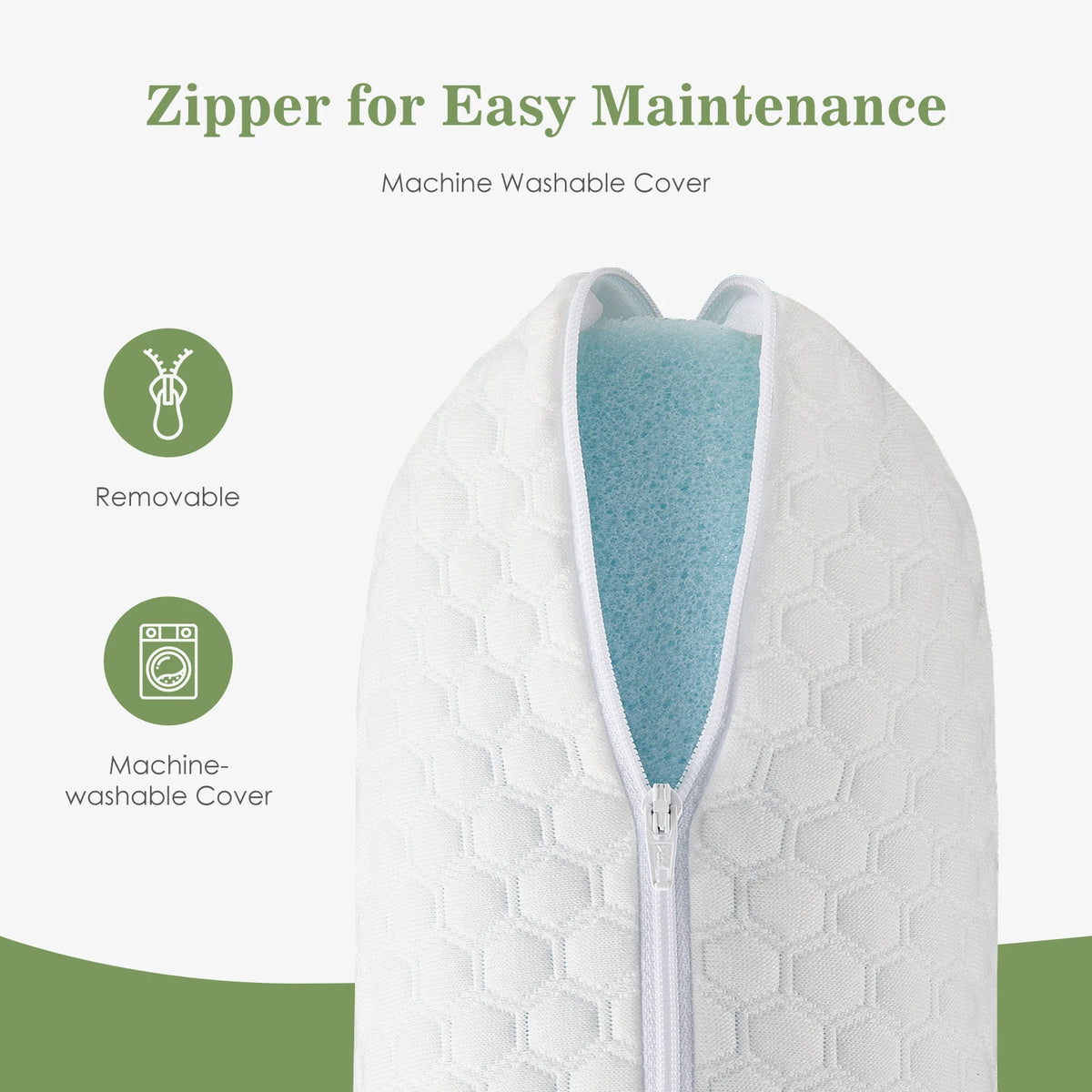 2-pieces Memory Foam Pillows, Standard Size Neck Pillow, Ventilated Cooling Bed Pillow with Removable Washable Cover ,