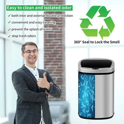 13-Gallon Kitchen Trash Can, Tall AutomaticTouchfree Motion Sensor