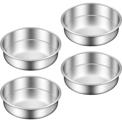 8 Inch Cake Pan Set of 4, Stainless Steel Round, Stackable, Dishwasher Safe