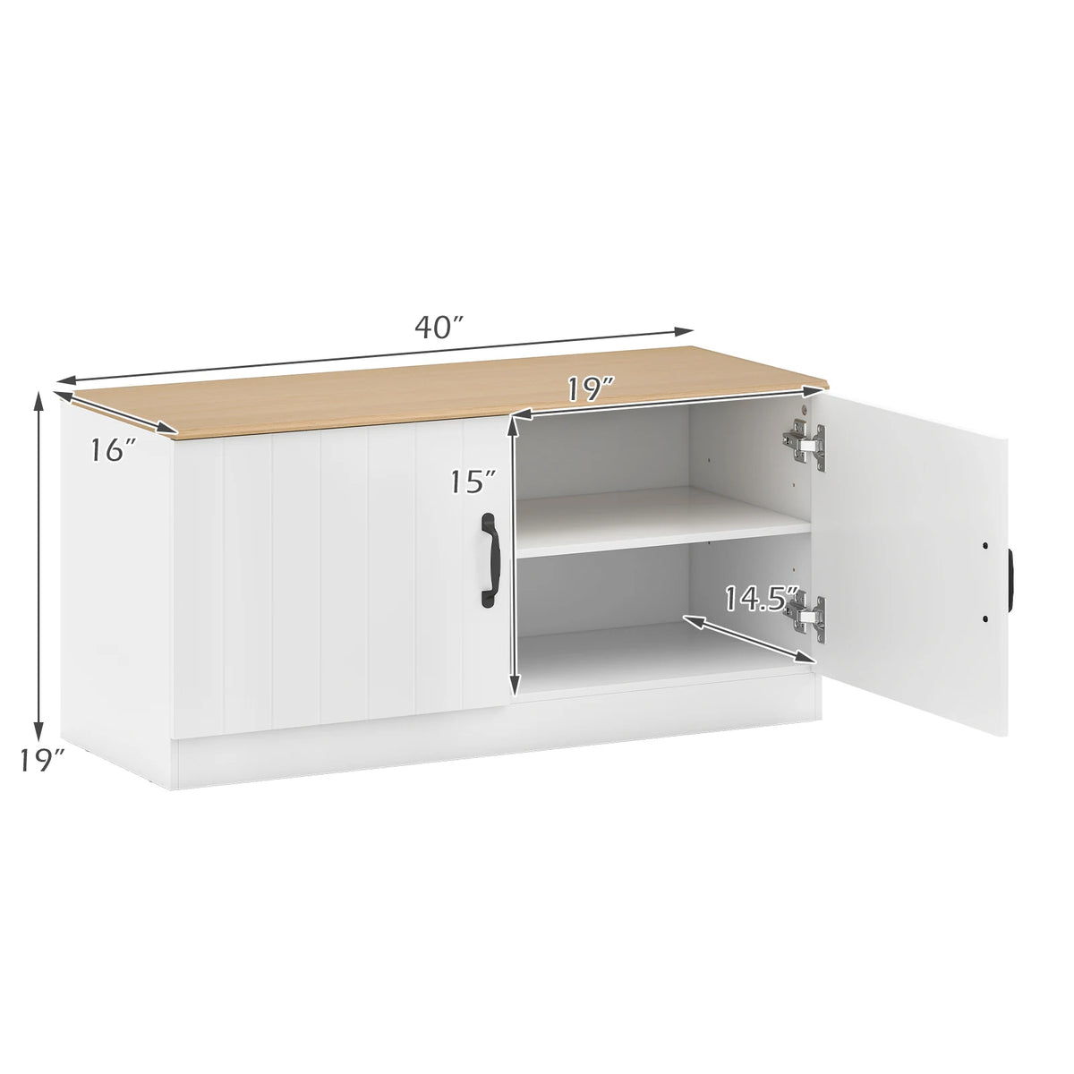 2-Door Shoe Bench with Adjustable Shelves, Hidden Storage Space for Hallway,Living room or Bedroom
