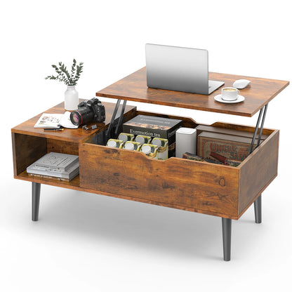Lift Top Coffee Tables For Living Room, 39.37"x19.7" Wood, Adjustable Storage Shelf, Easy Lift Or Lower