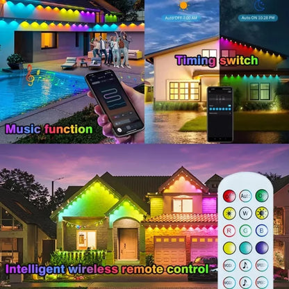 Smart Permanent Outdoor Lights for Eaves, IP67 Waterproof Light String with App Remote Control, Music Sync for House Roof Decor
