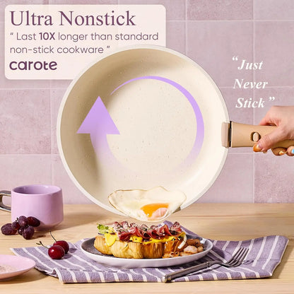 19-Piece Nonstick Cookware Set with Detachable Handles, Space-Saving, Oven & Fridge Safe