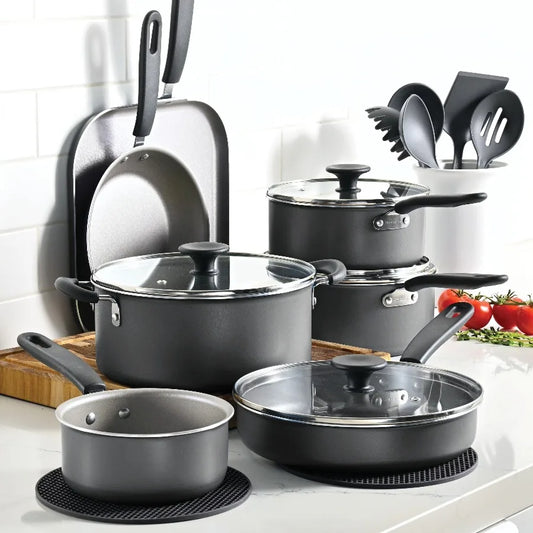 18-Piece Nonstick Cookware Set, Asphalt