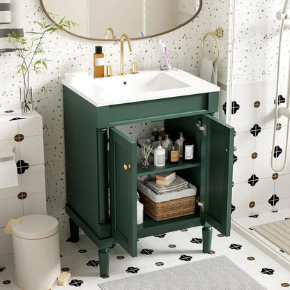 24" Bathroom Vanity with Sink, 2-Door Cabinet, Undermount Sink